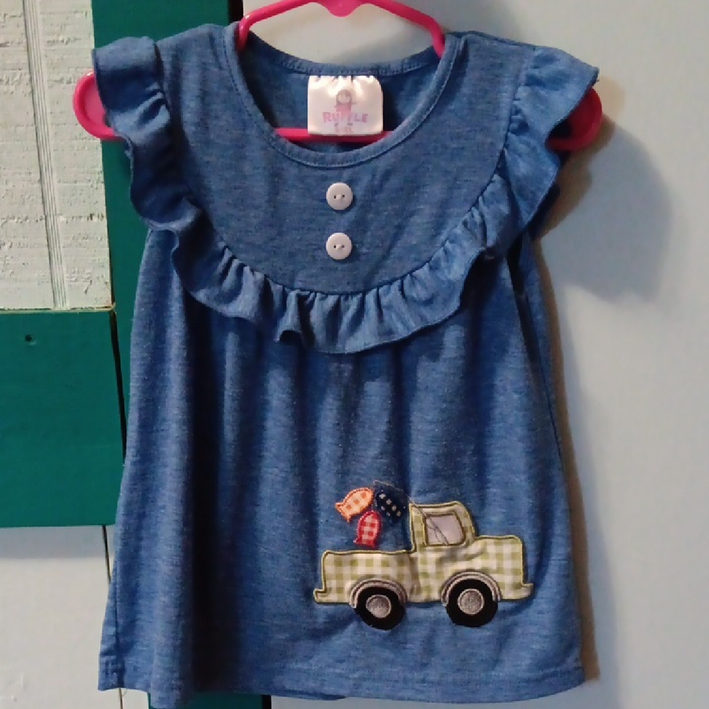 Ruffle Girl Blue Shirt